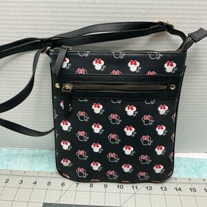 Black Crossbody Bag with Red and White Pattern